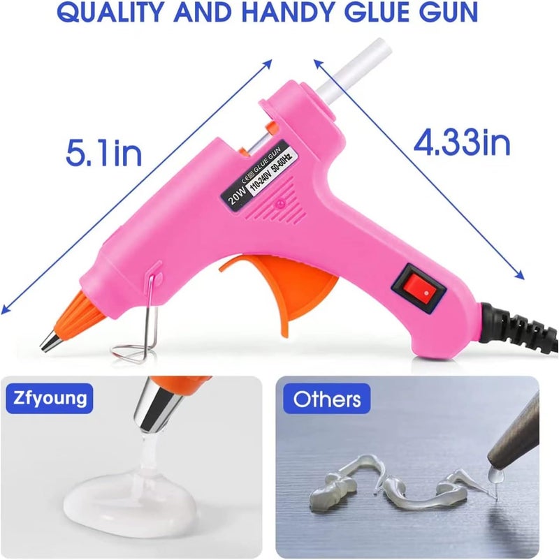 FYOUNG Mini Hot Glue Gun 10pcs Glue Stick Hot Glue Gun Set for Quick Fix Artist DIY Art Home 20w Pink - Image 3